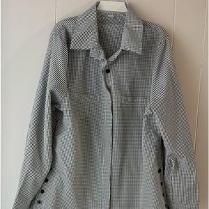 Oversized button up black and white checkered shirt